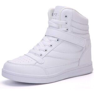 🆕 Brand Women's White Hidden Wedge High Top Sneakers Boots 5.5cm Casual Sport